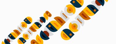 Soyut şablon tekrarlanan eğri şekilleri gösterir. Renkler arasında kahverengi, zeytin, turuncu, deniz mavisi, bej yer alıyor. Tasarım retro estetiği çağrıştırıyor.