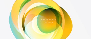 Soyut dairesel katmanlar, canlı renkler karışımı. Sarı, yeşil, turuncu renkler dinamik görsel efekt yaratır. Modern tasarım ögesi.