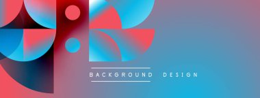 Soyut geometrik şekiller canlı renkleri harmanlarlar. Gradyan arka plan modern görsel etki yaratır. Metin arkaplan tasarımı okur.