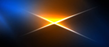 Parlak yıldız patlaması etkisi. Turuncu, mavi renkler koyu arkaplana hakim. Yoğun ışık dışa doğru yayılır ve çarpıcı görsel etki yaratır..