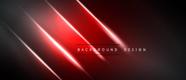 Koyu arkaplanda parlak kırmızı neon çizgiler var. Gradyan etkileri olan modern soyut tasarım. Minimalist estetik, dijital projeler için uygun.