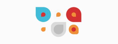 Soyut renkli şekiller yüzleri çağrıştırıyor. Basit tasarım daireler, ovaller, noktalar kullanır. Minimalist illüstrasyon, oyun ve bağlantıyı çağrıştırıyor.