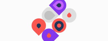 Soyut renkli çemberler, üst üste biniyor. Minimalist tasarım, modern estetik, basit şekiller, canlı renkler. Beyaz arkaplan karşıtlık sağlar.