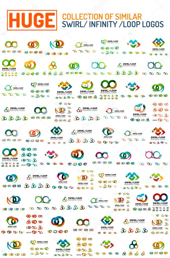 Huge mega collection of swirl, loop, infinity shaped logos and icons