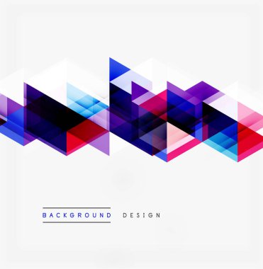 Soyut geometrik desen. Canlı üçgenler dinamik dalga etkisi yaratır. Modern tasarım mavi, mor ve pembe renkleri kullanır. Minimalist stil.