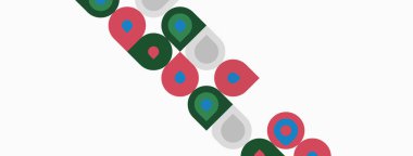 Çaprazlama dizilmiş renkli soyut şekiller. Daireler, kareler, dikdörtgenler eğlenceli desenler oluşturur. Minimalist tasarım, basit geometri.