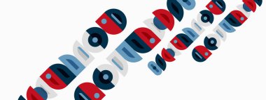 Soyut tasarım renkli daireler ve çizgiler içerir. Geometrik şekiller dinamik desenler oluşturur, modern estetik. Minimalist kompozisyon, neşeli titreşim.