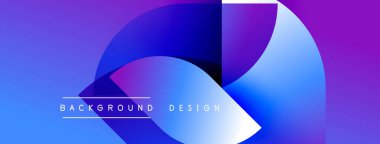 Abstract gradient shapes overlap, creating dynamic visual effect. Blue, purple hues dominate design, modern aesthetic. Text reads background design.