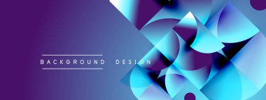 Soyut geometrik şekiller örtüşür, parlak mavi ve mor renkler yaratır. Modern tasarım teknoloji, yenilik, akıcılık öneriyor..
