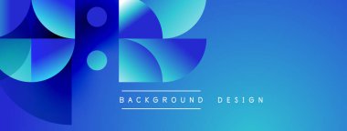 Soyut mavi şekiller dinamik arkaplan yaratır. Renkler hareketi gösteriyor, modern tasarım estetiği. Metin arkaplan tasarımı okur.