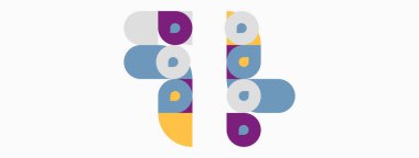 Soyut tasarım özellikleri yığılmış daireler, değişik renkler. Minimalist kompozisyon, temiz çizgiler, modern estetik. Basit şekiller görsel ilgi yaratır.