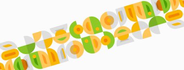 Soyut desen renkli geometrik şekiller içerir. Harfler, dinamik görsel doku oluşturur. Basit tasarım, modern estetik..