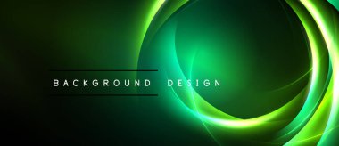 Koyu yeşil arka planda parlak dairesel çizgiler var. Metin arka plan tasarımı okur. Minimalist, modern estetik. Yumuşak eğimler derinlik yaratır.