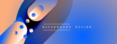 Abstract gradient background. Orange, blue hues blend smoothly. Circular shapes create dynamic visual interest. Modern design element.