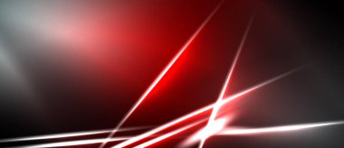 Soyut arka plan dinamik kırmızı çizgiler, parlak alevler, karanlık gölgeler içerir. Modern tasarım enerji, hız ve teknolojiyi çağrıştırıyor..