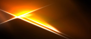 Parlak turuncu ışık, arka planda çapraz olarak parlar. Yoğun ışıltı merkezi noktadan yayılır ve dinamik görsel efekt yaratır..