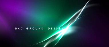 Soyut arkaplan canlı mor, yeşil eğimli. Çapraz neon çizgileri dinamik görsel efekt yaratır. Modern tasarım ögesi.