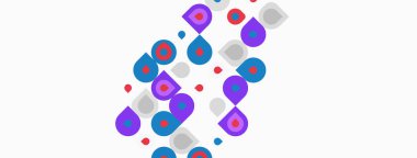 Soyut desenler renkli daireler, farklı boyutlarda, üst üste binen şekiller içerir. Arkaplan beyaz görünüyor, görsel karşıtlık yaratıyor.