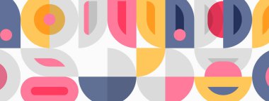 Abstract geometric pattern. Repeating shapes, muted colors, midcentury modern aesthetic. Simple design, clean lines, playful composition.