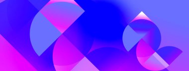 Üst üste binen daireler, canlı pembeler, maviler ve morlardan oluşan soyut bir kompozisyon. Yumuşak gradyanlar dinamik görsel efekt yaratır.