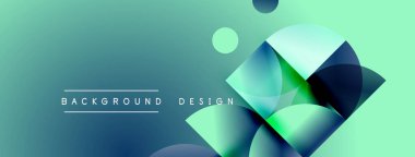 Soyut arkaplan özellikleri üst üste binen daireler, gradyanlar. Teal, mavi, nane rengi modern görsel efekt yaratır. Metin arkaplan tasarımı okur.