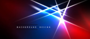 Soyut arkaplan canlı kırmızı ve mavi gradyanlara sahiptir. Parlak ışık çizgileri kesişir, dinamik görsel efekt yaratır. Metin arkaplan tasarımı okur.