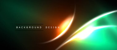 Soyut neon hatları canlı bir parıltı yaratır. Koyu arkaplan parlak eğrileri, eğimleri, modern tasarım elementlerini vurgular.