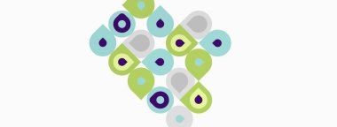 Soyut geometrik desen. Çemberler, ovaller, dikdörtgenler birleşerek elmas şekli oluşturur. Yumuşak pastel renkler tasarıma hakim. Minimalist estetik.