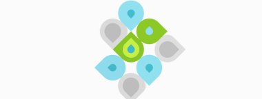 Soyut tasarım beyaz arkaplan boyunca çapraz dizilmiş renkli yuvarlak kareler içerir. Basit geometrik şekiller modern görsel oluşturur.