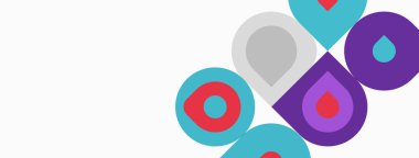 Soyut renkli daireler çakışıyor, dinamik görsel kompozisyon oluşturuyor. Beyaz arka plan şekilleri vurgular, modern tasarım estetiği.