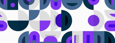 Abstract pattern features curved shapes, purple, gray, white colors. Geometric design creates modern, playful texture.