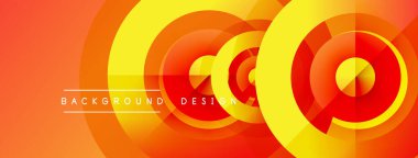 Soyut turuncu tasarım eşmerkezli daireler, gradyanlar, dinamik bileşimler içerir. Metin arka plan tasarımı okur. Modern, canlı görsel element.
