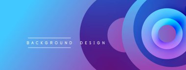 Soyut arkaplan parlak mavi, mor renkler içerir. Eşmerkezli daireler dinamik görsel efekt yaratır. Metin arkaplan tasarımı okur.