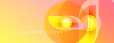 Soyut eğim arkaplanı. Üst üste binen daireler dinamik görsel efekt yaratır. Sıcak renkler kompozisyona hakim, enerji ve modernite öneriyor..