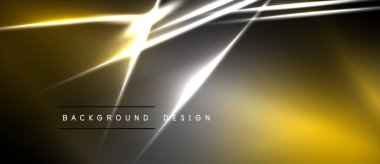 Siyah arkaplan üzerinde soyut altın çizgiler. Parlak ışık çizgileri dinamik görsel efekt yaratır. Modern tasarım ögesi.