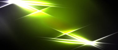 Soyut arkaplan parlak çizgiler, canlı yeşil renkler, zıt koyu alanlar içerir. Dinamik bileşim enerjik görsel etki yaratır.