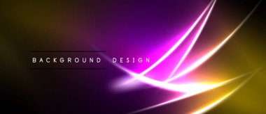 Soyut neon çizgileri canlı mor, turuncu eğimlere karışıyor. Arkaplan metni arkaplan tasarımı okur. Modern, dinamik görsel efekt.