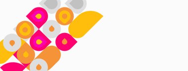 Soyut geometrik şekiller, canlı renkler, turuncu, pembe, sarı. Minimalist tasarım, temiz çizgiler, modern estetik. Beyaz arkaplan karşıtlık sağlar.