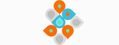 Soyut geometrik şekiller, daireler, kareler, üst üste binen tasarım. Minimalist tarz, açık renk, basit kompozisyon. Modern grafik ögesi.