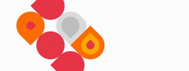 Soyut şekiller, turuncu, kırmızı renkler kompozisyona hakim. Minimalist tasarım, temiz çizgiler, basit geometri sunumu. Parlak renkler beyaz arkaplan karşıtlığı.