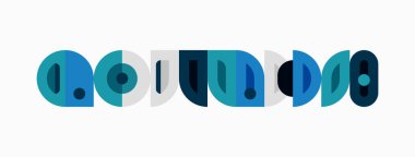 Soyut geometrik şekiller, deniz mavisi, deniz mavisi, bej. Minimalist tasarım, yatay düzenleme, basit formlar, modern estetik. Temiz çizgiler, düz çizimler..