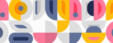 Soyut geometrik desen. Tekrarlayan şekiller, sessiz renkler modern tasarım yaratır. Basit biçimler, eğlenceli kompozisyon.