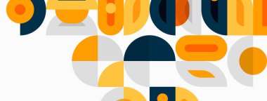 Abstract geometric shapes, orange, gray, navy. Modern design, simple composition, flat illustration. Clean lines, playful aesthetic.
