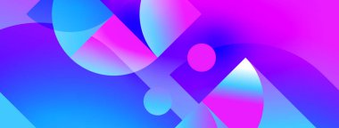 Soyut enerjik şekiller harmanlanır. Mavi, pembe, mor renkler dinamik kompozisyon yaratır. Yumuşak eğimler akıcılığı ve modern tasarımı akla getiriyor..