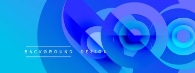 Soyut mavi tasarım, üst üste binen daireler, gradyanlar. Modern estetik, arka planlar ve sunumlar için uygun. Minimalist stil.