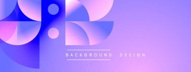 Soyut geometrik şekiller, mor renkler, eğim arkaplanı. Dijital projeler için modern tasarım öğesi. Temiz, canlı kompozisyon.