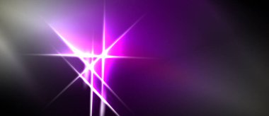 Parlak mor ışık parlamaları, enerji yayarlar. Koyu arkaplan, merkezi parıltıyı vurgulayarak dramatik bir tezat yaratır. Basit, modern tasarım.