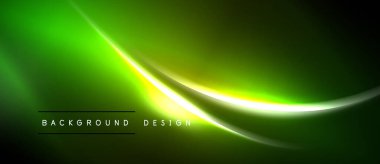 Soyut yeşil ışık dalgaları dinamik arkaplan oluşturur. Yumuşak gradyanlar sunumlar için ideal modern tasarım ögesi oluşturur.