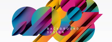 Soyut renkli şekiller örtüşüyor ve dinamik bir zemin oluşturuyor. Metin arka plan tasarımı okur. Modern, canlı görsel kompozisyon.