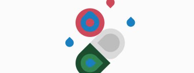 Soyut şekiller, daireler, damlalar, gri, kırmızı, mavi, yeşil. Minimalist tasarım, basit kompozisyon, temiz estetik. Modern resimleme.